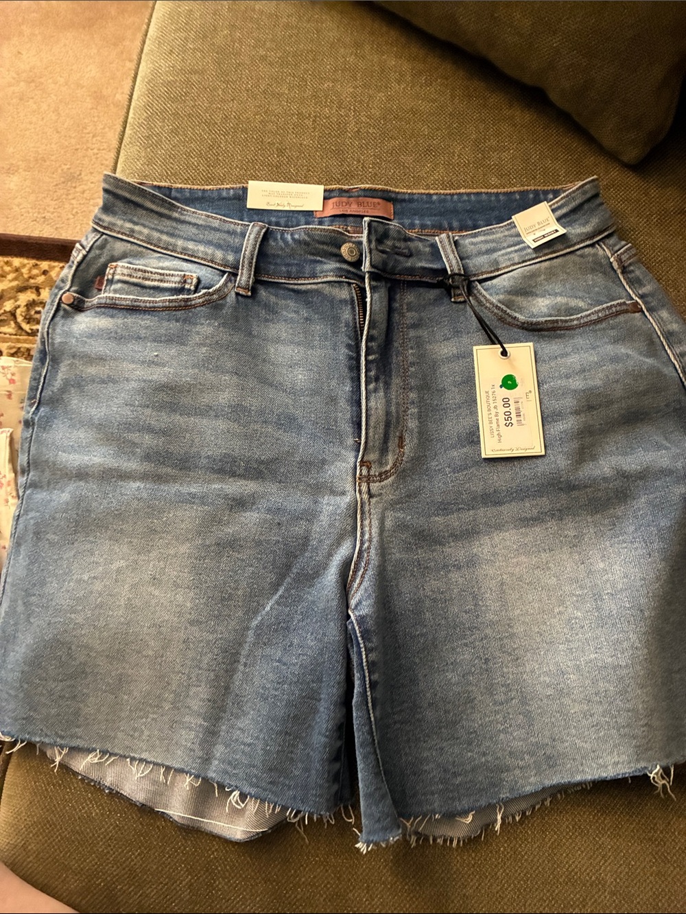 Judy Blues Light Blue Denim Frayed Hem Shorts